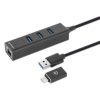 adaptador de red manhattan usb a/c con hub v3 color negro