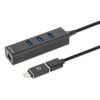 adaptador de red manhattan usb a/c con hub v3 color negro