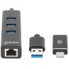 adaptador de red manhattan usb a/c con hub v3 color negro