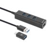 adaptador de red manhattan usb a/c con hub v3 color negro