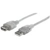 cable manhattan extensión usb a b 2.0 alta velocidad 4.5m color plata