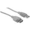 cable manhattan extensión usb a b 2.0 alta velocidad 4.5m color plata