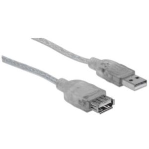 cable manhattan extensión usb a b 2.0 alta velocidad 4.5m color plata