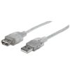 cable manhattan extensión usb a 2.0 alta velocidad 3m color plata