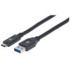 cable manhattan usb a c 3.1 súper velocidad 3m color negro