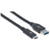 cable manhattan usb a c 3.1 súper velocidad 3m color negro