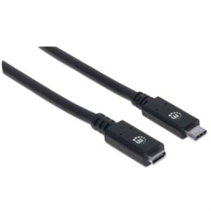 cable manhattan extensión usb c 3.2 súper velocidad 50cm color negro