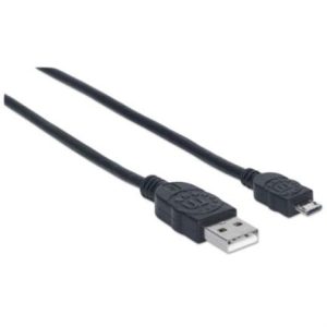 cable manhattan usb a micro usb b 2.0 alta velocidad 0.5m color negro