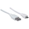 cable manhattan usb a micro usb b 2.0 alta velocidad 1m color blanco