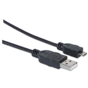 cable manhattan usb a micro usb b 2.0 alta velocidad 1m color negro