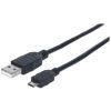 cable manhattan usb a micro usb b 2.0 alta velocidad 3m color negro