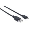 cable manhattan usb a micro usb b 2.0 alta velocidad 3m color negro