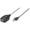 cable manhattan extensión activa usb a 2.0 alta velocidad 5m color plata