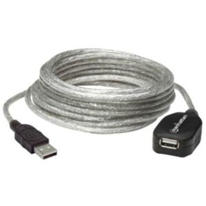 cable manhattan extensión activa usb a 2.0 alta velocidad 5m color plata