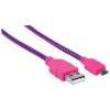 cable manhattan usb micro b alta velocidad con recubrimiento textil 1.8m color rosa morado