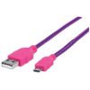 cable manhattan usb micro b alta velocidad con recubrimiento textil 1.8m color rosa morado