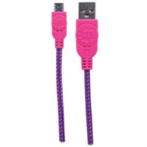 cable manhattan usb micro b alta velocidad con recubrimiento textil 1.8m color rosa morado