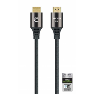 cable manhattan hdmi certificado ultra alta velocidad 8k a 60hz/4k a 120hz c/ethernet 1m color negro