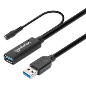 cable de extensión manhattan usb 3.0 tipo a macho a hembra 15m 5gbps negro