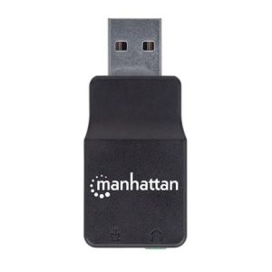 adaptador manhattan sonido estéreo usb alta velocidad a puertos 3.5mm color negro