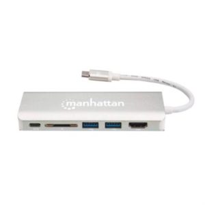 dock manhattan replicador puertos usb tipo c 6 en 1 hdmi/rj45/usb
