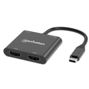 convertidor usb c manhattan a hdmi 2 puertos 4k mst