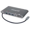 estación docking manhattan usb c a hdmi/dpmini/svga/rj45/3.5mm super velocidad color gris