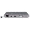 estación docking manhattan usb c a hdmi/dpmini/svga/rj45/3.5mm super velocidad color gris