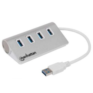 hub manhattan usb 3.0 superspeed 4 puertos color aluminio