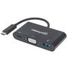 convertidor manhattan docking usb c a vga superspeed multipuertos color negro