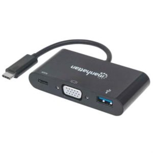 convertidor manhattan docking usb c a vga superspeed multipuertos color negro