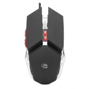 mouse manhattan gaming Óptico led 3200 dpi 7 botones color negro plata