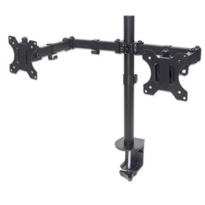 soporte monitor manhattan universal para 2 monitores 13" a 32" brazos doble articulación color negro