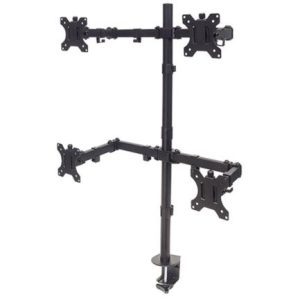 soporte monitor manhattan para 4 monitores 13" a 32" escritorio brazos doble articulación color negro