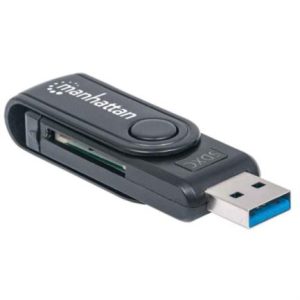 mini lector manhattan grabador externo de tarjetas usb 3.0 súper velocidad 24 en 1 portátil