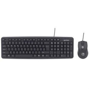 kit teclado y mouse manhattan Óptico cableado 1000 ppp color negro