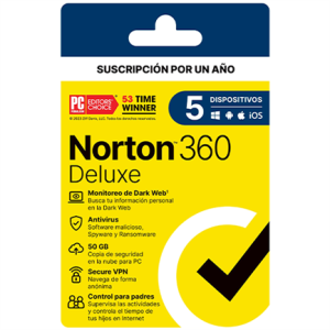 licencia antivirus norton 360 deluxe 1 año 5 dispositivos 21443401