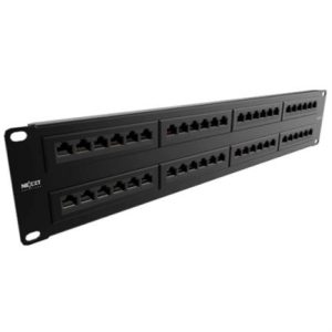 panel de conexion red nexxt solutions para rack cat5e 48 puertos pre configurado sin blindaje tipo 110 esmalte negro