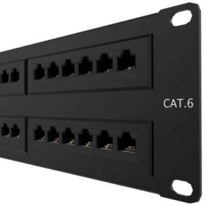panel de conexión red nexxt solutions para rack cat6 48 puertos pre configurado sin blindaje tipo 110 esmalte negro