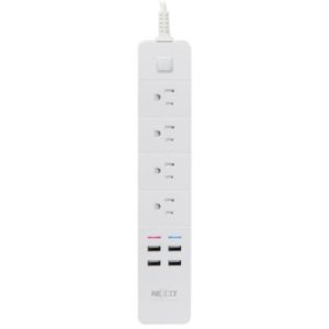 barra multicontacto inteligente wifi nexxt home protector de sobretensión con 4 tomacorrientes 4 puertos usb 1.8m blanco