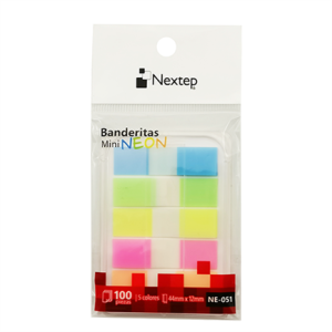 banderitas nextep mini neon 5 colores 100 piezas c/10 estuches