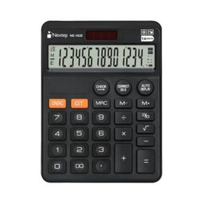 calculadora nextep 14 digitos pantalla grande escritorio solar/bateria funcion revisar y corregir