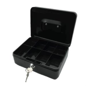 caja dinero nextep metálica mediana 20cm color negro