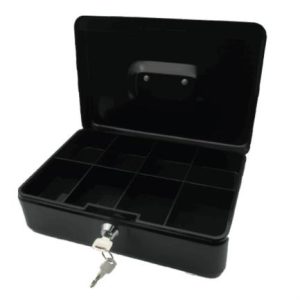 caja dinero nextep metálica grande 25cm color negro