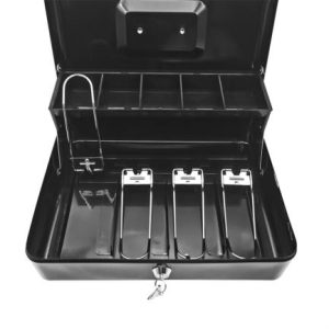 caja dinero nextep metalica extra grande 30 cm bandeja con clips para 4 billetes