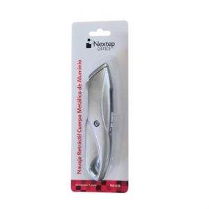 navaja retractil nextep cuerpo metalico de aluminio c/3 cuchillas de repuesto