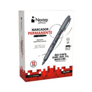 marcador nextep permanente punta fina 2mm plata c/12