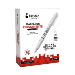 marcador nextep permanente punta fina 2mm blanco c/12
