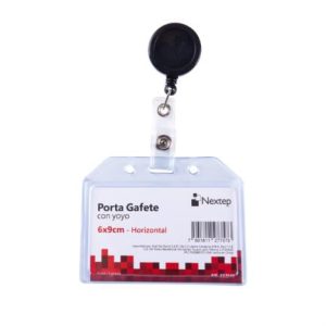 porta gafete plastico flexible horizontal nextep 6x9cm con yoyo c/12