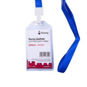 porta gafete plastico flexible vertical nextep 6x9cm con liston para colgar c/12